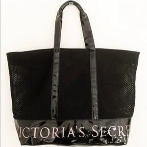 Victorias Secret Mesh Black Weekender Tote NEW with tags